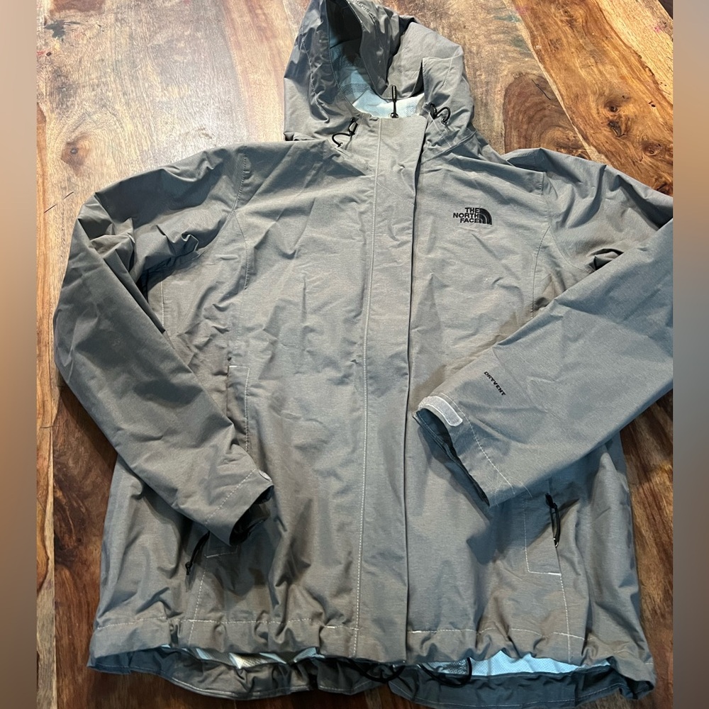 The North Face Light Gray Hooded rain Jacket